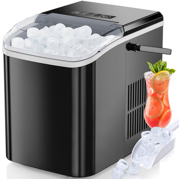 Portable Ice Maker Countertop, 9 Min Ice, 24lbs/Day, Self-Cleaning, for Home & Camping